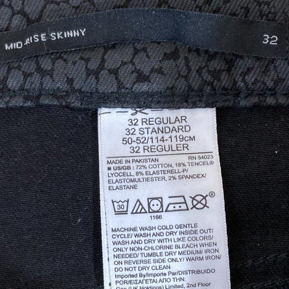 Banana Republic Women Black Pants Size 32R Phyton Print Skinny Mid Rise Stretch - Picture 6 of 10